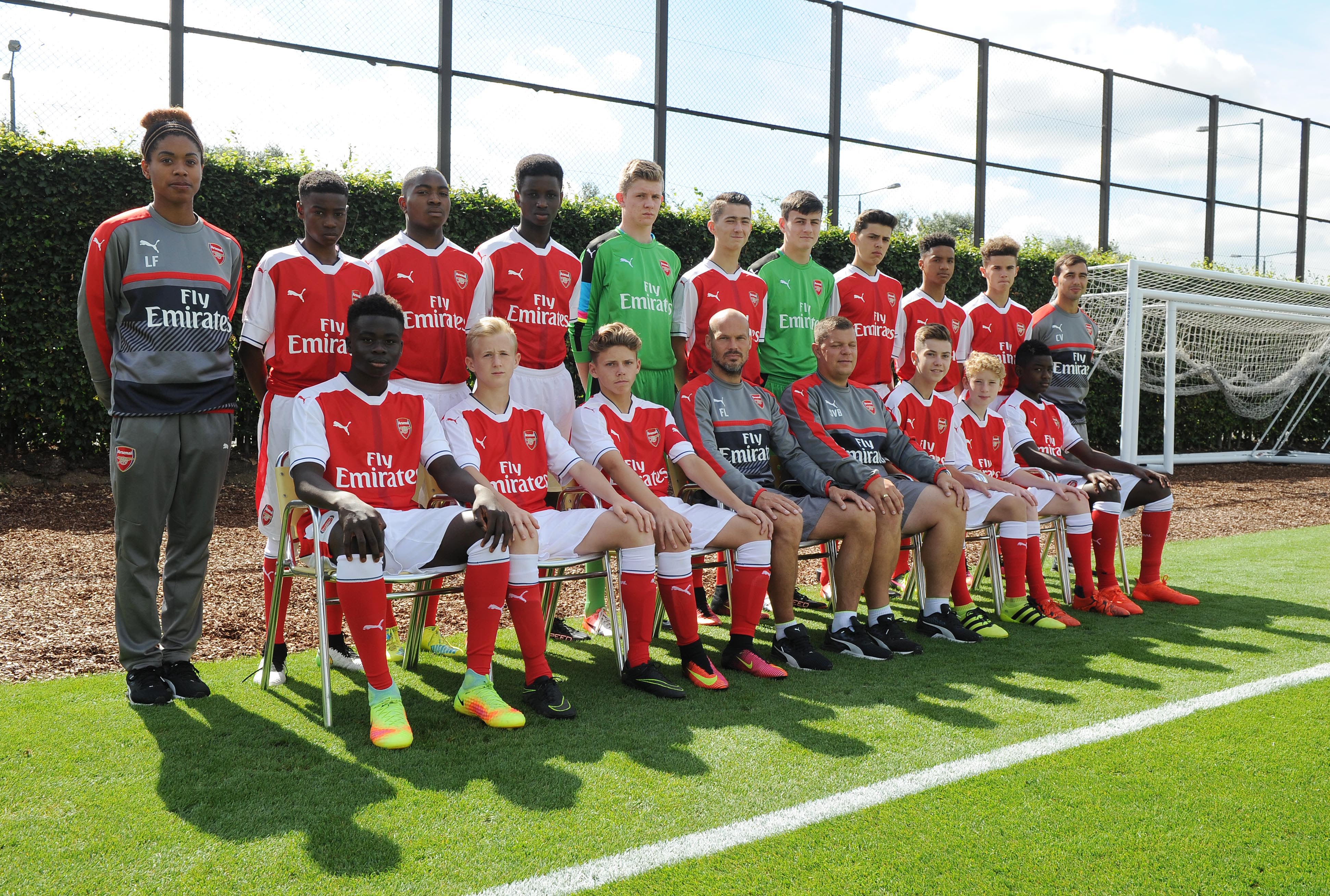Bukayo Saka lines up with Arsenal Under-15s