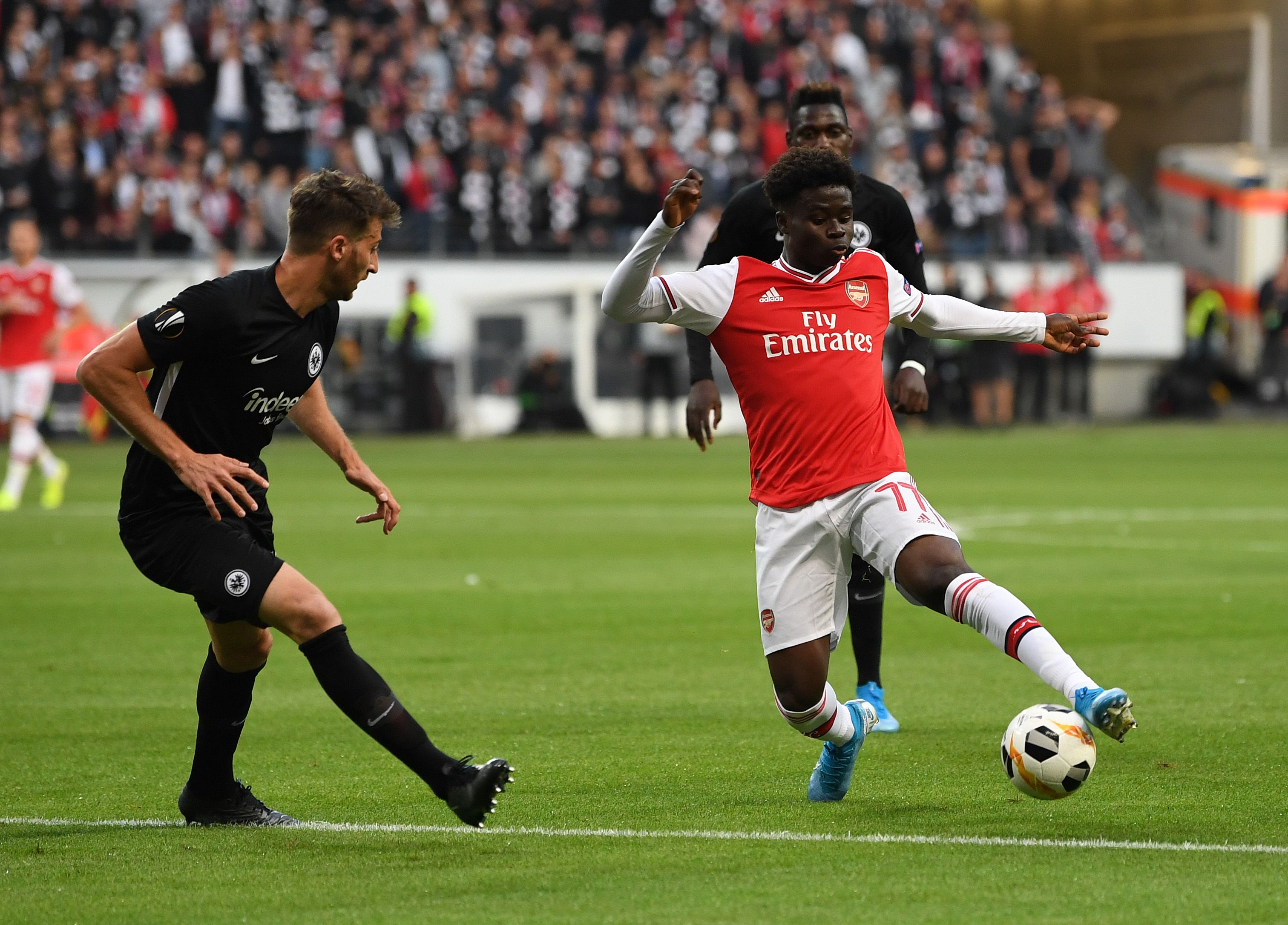  Bukayo Saka in action away to Eintracht Frankfurt in the UEFA Europa League