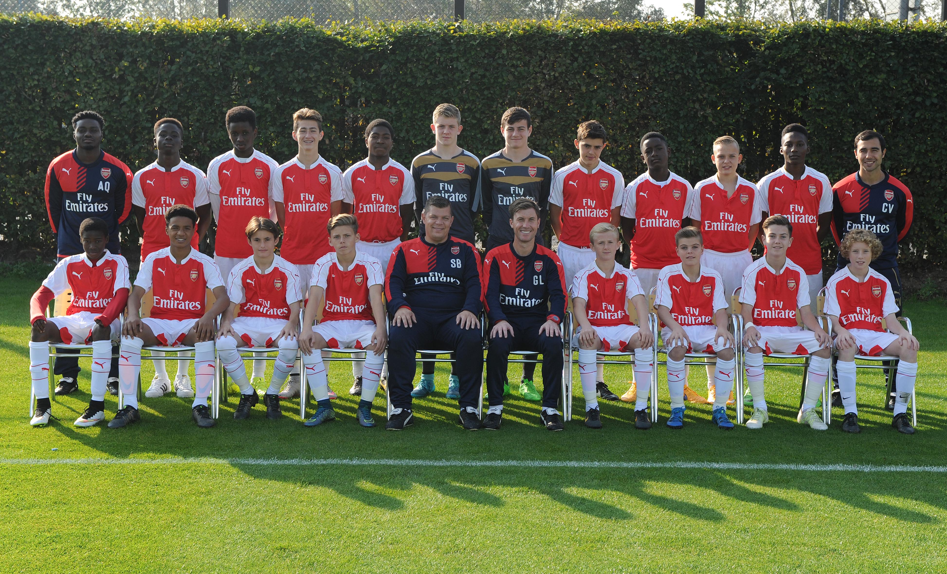 Bukayo Saka lines up with Arsenal Under-14s