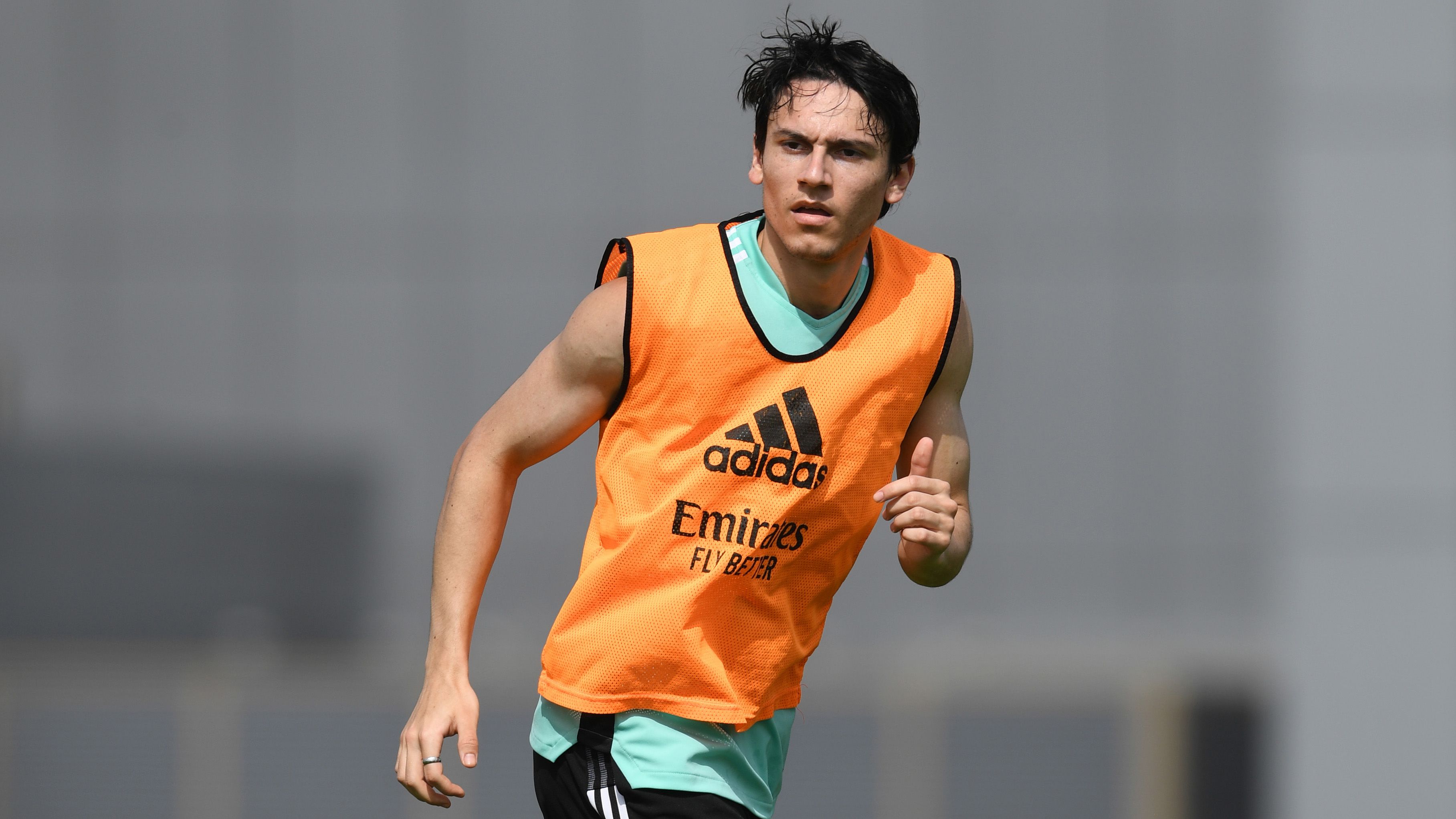 Joel Lopez runs during a training session